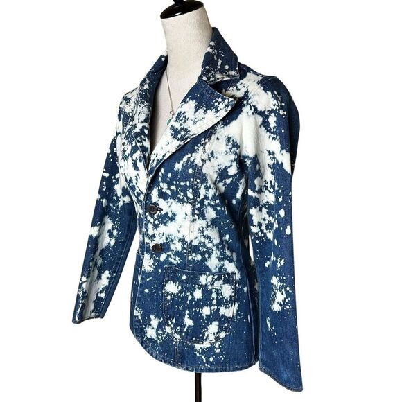 Vintage Wrangler Bleached Denim Blazer Jacket S | Western Grunge Streetwear - Picture 4 of 8